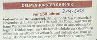 Zeitungsnotiz: vor 150 Jahren Verkauf einer Brinksitzerei in Annenheide