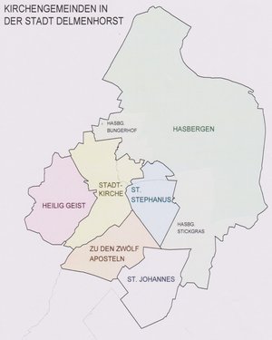 Karte der Ev.-Luth.Kirchengemeinden in Delmenhorst