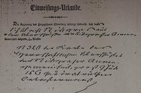 Urkunde, handschriftlich, zur Verpachtung des späteren Schuldgrundstücks in Annenheide